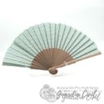 ABANICO MADERA NATURAL COLOR CRUDO 23 CMS PATRON HL VERDE EN CAJA