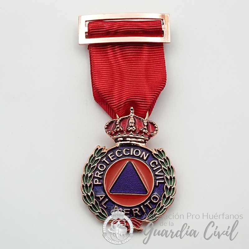 02 MEDALLA PROTECCIÓN CIVIL DISTINTIVO ROJO, BRONCE. - Imagen 1