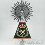 VIRGEN MANTO OVALADO DE TELA VERDE DE 44 CM DE ALTO