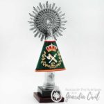 VIRGEN MANTO OVALADO DE TELA VERDE DE 44 CM DE ALTO - Imagen 4