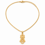 Colgante  de la Virgen del Pilar, en dorado,  modelo calado con cadena.