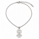 Colgante  de la Virgen del Pilar, en plateado, modelo calado con cadena.