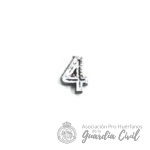 NUMERAL 4  PESTAÑA / PASADOR MEDALLA  PLATEADO
