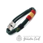 PULSERA NAUTILUS CORDON  VERDE DE  4MM VERDE ESPAÑA, DETALLE AZUL.