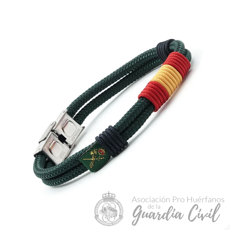 DSC00382 PULSERA NAUTILUS CORDON VERDE DE 4MM VERDE ESPAÑA, DETALLE AZUL. - Imagen 1