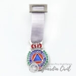 MEDALLA MINIATURA  PROTECCIÓN CIVIL, PLATA  DISTINTIVO BLANCO.