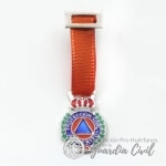 MEDALLA MINIATURA  PROTECCIÓN CIVIL, PLATA  DISTINTIVO NARANJA