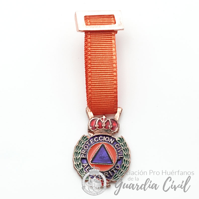 DSC08942 MEDALLA MINIATURA PROTECCIÓN CIVIL BRONCE.- DISTINTIVO NARANJA.- - Imagen 1