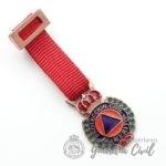MEDALLA MINIATURA  PROTECCIÓN CIVIL  BRONCE .-DISTINTIVO ROJO. - Imagen 2