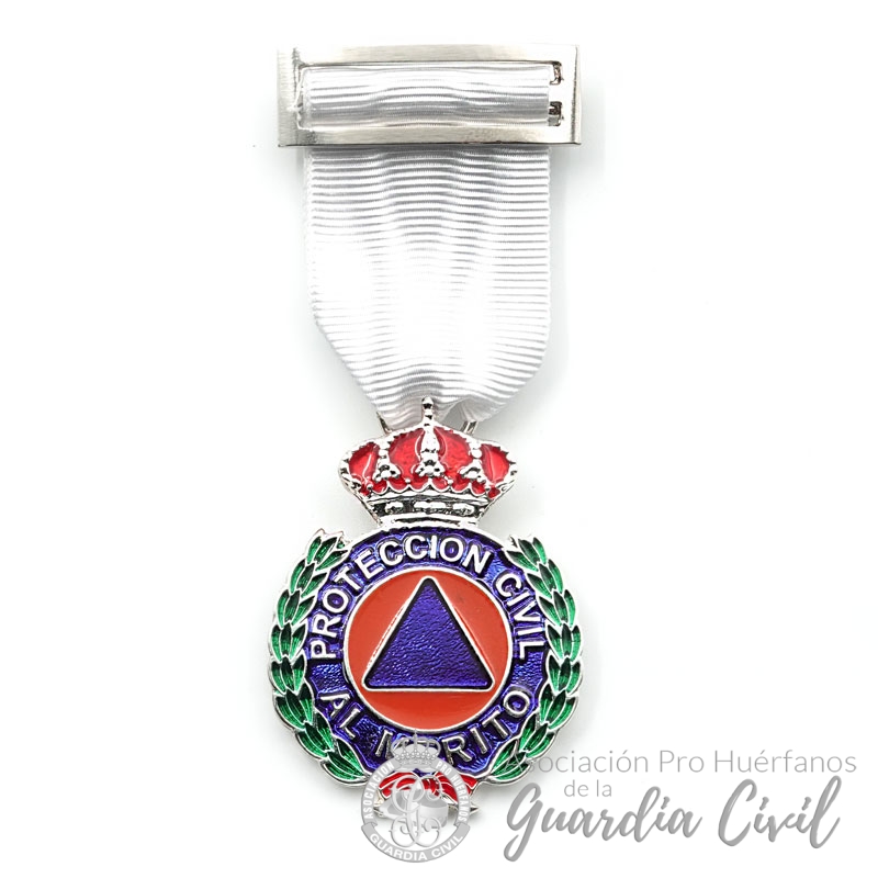 DSC09918 MEDALLA PROTECCION CIVIL PLATA DISTINTIVO BLANCO - Imagen 1