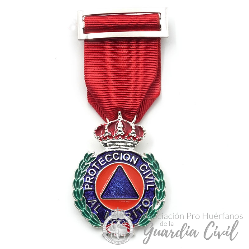 DSC09932 MEDALLA PROTECCION CIVIL PLATA DISTINTIVO ROJO - Imagen 1