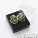 JUEGO GEMELOS ESMALTADOS  ORO Y VERDE  (GC)