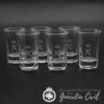 PACK 6 CHUPITOS VASO LOGO H.L. (3.0 cl x 7 cm. alto)