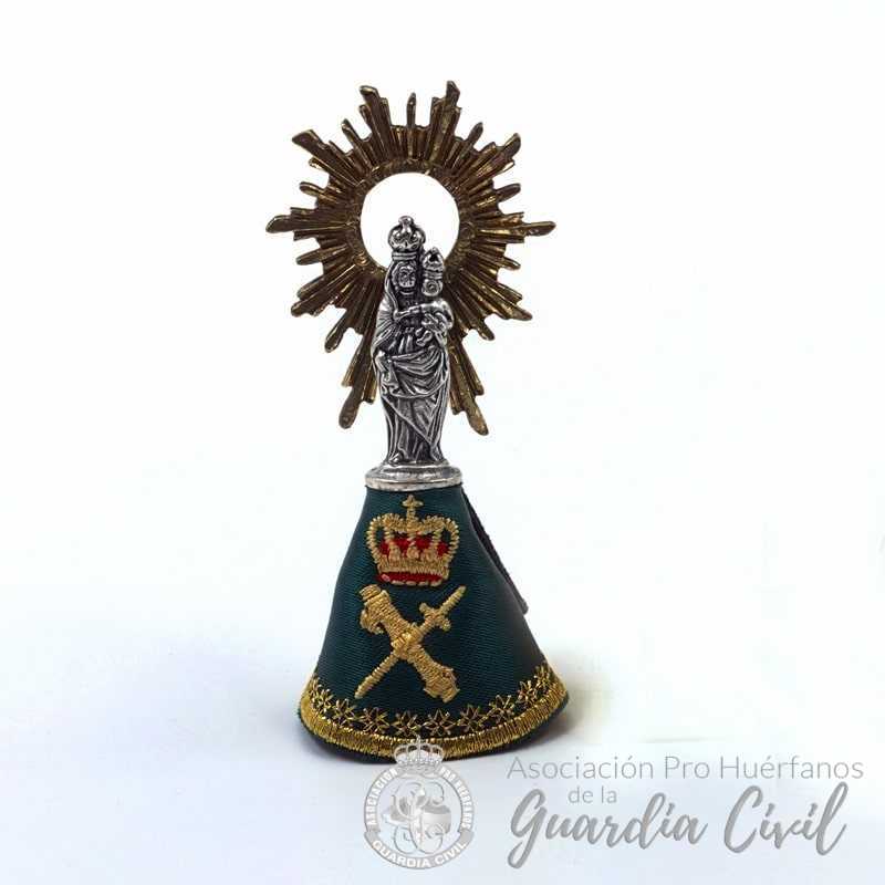 VIRGEN PILAR MANTO VERDE METAL + BOLSA
